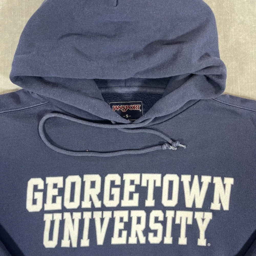 Georgetown University Jansport Mens Small Navy Blue Hoodie Sweatshirt - Picture 2 of 6